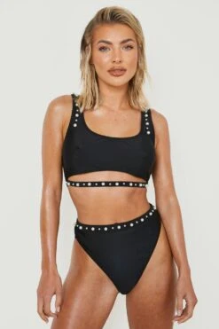Cut-Out Bikinioberteil Mit Perlen-Stickerei 8 Cut-Out Bikinioberteil Mit Perlen-Stickerei -Stil Formen Verkäufe gzz06120 black xl 2