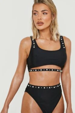 Cut-Out Bikinioberteil Mit Perlen-Stickerei 9 Cut-Out Bikinioberteil Mit Perlen-Stickerei -Stil Formen Verkäufe gzz06120 black xl 3