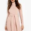 Hochgeschlossenes Minikleid Mit Bindegürtel -Stil Formen Verkäufe gzz06236 dusty20rose xl