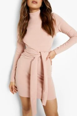 Hochgeschlossenes Minikleid Mit Bindegürtel -Stil Formen Verkäufe gzz06236 dusty20rose xl 3