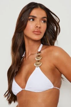 Triangle-Bikinioberteil Mit Muschel-Detail -Stil Formen Verkäufe gzz06524 white xl 3