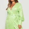 Plus Pailletten-Wickelkleid -Stil Formen Verkäufe gzz09338 lime xl