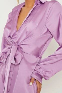Satin Midi-Hemdkleid Mit Schnür-Detail -Stil Formen Verkäufe gzz09497 lilac xl 3