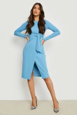 Wickel-Midikleid Mit Knoten-Detail -Stil Formen Verkäufe gzz10398 azure xl 2