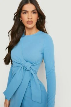 Wickel-Midikleid Mit Knoten-Detail -Stil Formen Verkäufe gzz10398 azure xl 3