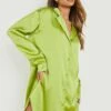 Oversize Satin-Hemdkleid -Stil Formen Verkäufe gzz10411 olive xl