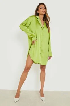 Oversize Satin-Hemdkleid 8 Oversize Satin-Hemdkleid -Stil Formen Verkäufe gzz10411 olive xl 2