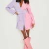 Kontrast Blazerkleid Mit Bindegürtel 2 Kontrast Blazerkleid Mit Bindegürtel -Stil Formen Verkäufe gzz10425 lilac xl