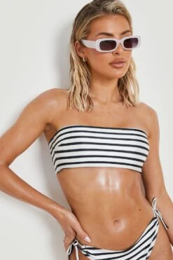 Bandeau-Bikinioberteil Mit Nautischem Print
