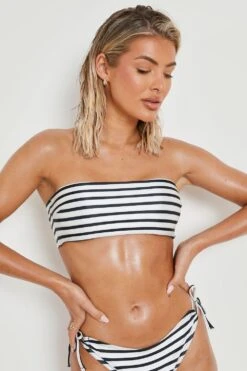 Bandeau-Bikinioberteil Mit Nautischem Print -Stil Formen Verkäufe gzz11230 black xl 3