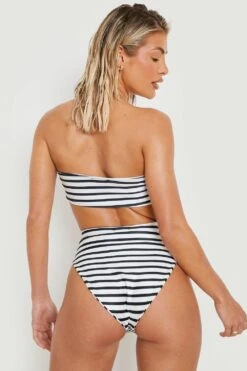 Bikinihose Mit Hohem Bund, Hohem Beinausschnitt Und Nautischem Print -Stil Formen Verkäufe gzz11231 black xl 1