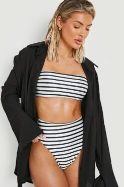 Bikinihose Mit Hohem Bund, Hohem Beinausschnitt Und Nautischem Print -Stil Formen Verkäufe gzz11231 black xl 2