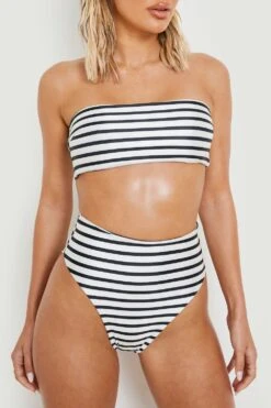 Bikinihose Mit Hohem Bund, Hohem Beinausschnitt Und Nautischem Print -Stil Formen Verkäufe gzz11231 black xl 3