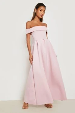 Scuba Bardot-Maxikleid -Stil Formen Verkäufe gzz12043 blush xl 2
