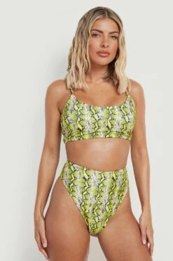 Neon Rundhals-Bikinioberteil Mit Schlagenprint -Stil Formen Verkäufe gzz13498 neon yellow xl 3