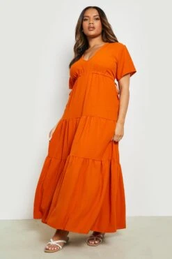 Plus Gestuftes Midikleid Mit Schnür-Detail 8 Plus Gestuftes Midikleid Mit Schnür-Detail -Stil Formen Verkäufe gzz13823 rust xl 2