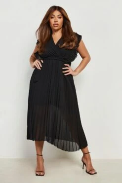 Plus Wickel-Midikleid Mit Gürtel -Stil Formen Verkäufe gzz13893 black xl 2