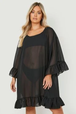 Plus Rüschen-Strandkleid 8 Plus Rüschen-Strandkleid -Stil Formen Verkäufe gzz14003 black xl 2