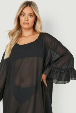 Plus Rüschen-Strandkleid 9 Plus Rüschen-Strandkleid -Stil Formen Verkäufe gzz14003 black xl 3