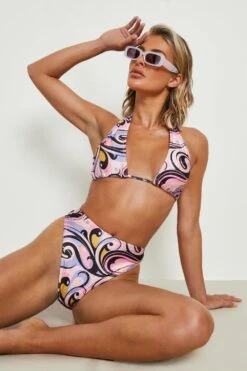 Triangle Bikinioberteil Mit Abstraktem Print -Stil Formen Verkäufe gzz14567 baby20pink xl 2