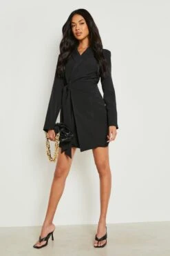 Wickel-Blazerkleid Mit Gürtel 8 Wickel-Blazerkleid Mit Gürtel -Stil Formen Verkäufe gzz14575 black xl 2