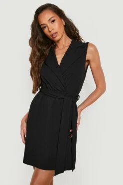Ärmelloses Blazer-Skaterkleid Mit Gürtel