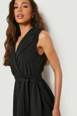 Ärmelloses Blazer-Skaterkleid Mit Gürtel -Stil Formen Verkäufe gzz15518 black xl 3