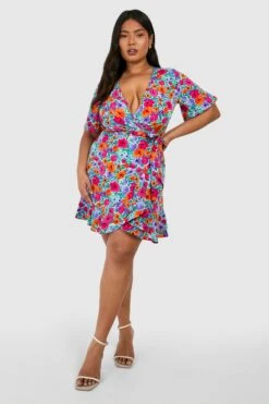 Plus Florales Wickelkleid -Stil Formen Verkäufe gzz15809 multi xl 2