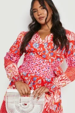 Plus Wickelkleid Mit Print -Stil Formen Verkäufe gzz15861 pink xl 3