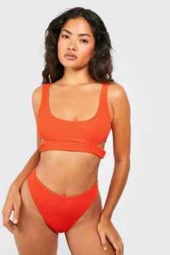 Bikinihose Mit Hohem Bund In Knitteroptik -Stil Formen Verkäufe gzz16087 red xl 2