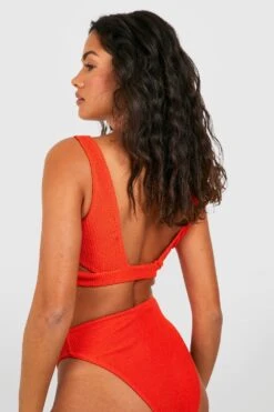 Cut-Out Bikinioberteil In Knitteroptik Mit Tiefem Ausschnitt -Stil Formen Verkäufe gzz16091 red xl 1