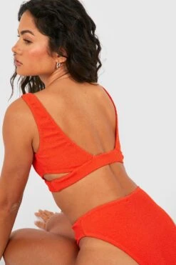 Cut-Out Bikinioberteil In Knitteroptik Mit Tiefem Ausschnitt -Stil Formen Verkäufe gzz16091 red xl 3