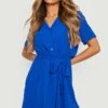 Hemd-Kleid Mit Bindegürtel -Stil Formen Verkäufe gzz16243 bright20blue xl