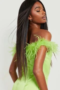 Satin-Minikleid Mit Federn -Stil Formen Verkäufe gzz16261 lime xl 3