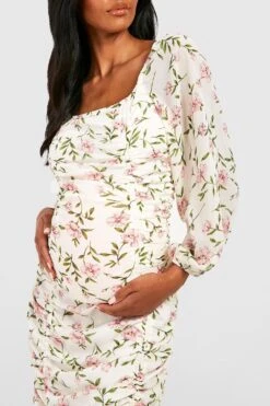 Umstandsmode Florales Gerafftes Minikleid -Stil Formen Verkäufe gzz16803 white xl 3