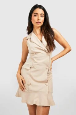 Ärmelloses Blazerkleid Mit Rüschensaum -Stil Formen Verkäufe gzz17816 stone xl 2