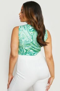 Plus Body Mit Marmor-Effekt -Stil Formen Verkäufe gzz17900 green xl 1