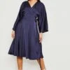 Wickel Midi-Skaterkleid Aus Satin -Stil Formen Verkäufe gzz18783 navy xl
