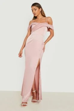 Schulterfreies Satin-Maxikleid -Stil Formen Verkäufe gzz18784 rose xl 2