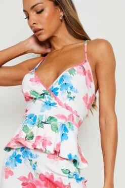 Florales Midikleid Mit Schößchen -Stil Formen Verkäufe gzz18999 ivory xl 3