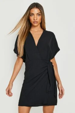 Wickel-Etuikleid Mit Seitlicher Bindung