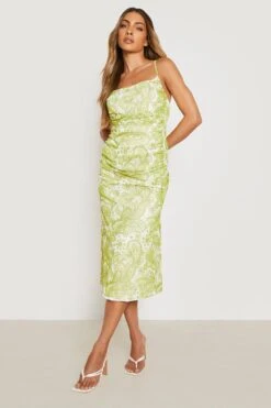 Gerafftes Mesh-Midikleid Mit Paisley-Print -Stil Formen Verkäufe gzz20118 green xl 2