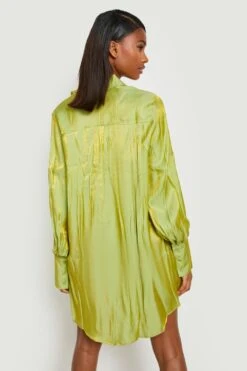 Schimmerndes Hemd Mit Oversize Volumenärmeln -Stil Formen Verkäufe gzz20491 green xl 1