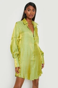 Schimmerndes Hemd Mit Oversize Volumenärmeln -Stil Formen Verkäufe gzz20491 green xl 2