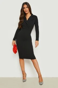 Langärmliges Wickel-Midikleid -Stil Formen Verkäufe gzz21472 black xl 2