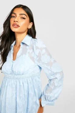 Umstandsmode Florales Smokkleid Mit Knöpfen -Stil Formen Verkäufe gzz21840 blue xl 3