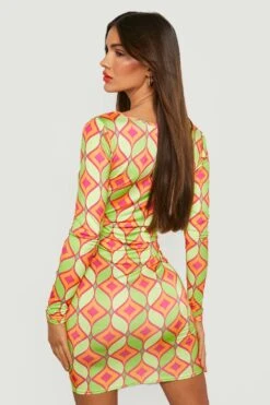 Minikleid Mit Geradem Ausschnitt Und Print -Stil Formen Verkäufe gzz22273 multi xl 1