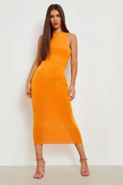 Hochgeschlossenes Racer-Maxikleid -Stil Formen Verkäufe gzz22277 orange xl 2