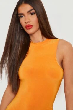 Hochgeschlossenes Racer-Maxikleid -Stil Formen Verkäufe gzz22277 orange xl 3