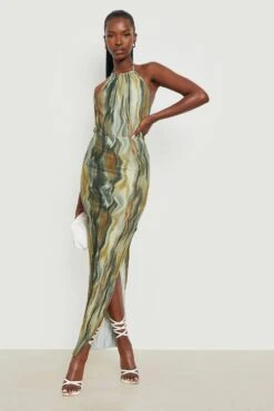 Plissee Maxikleid Mit Print